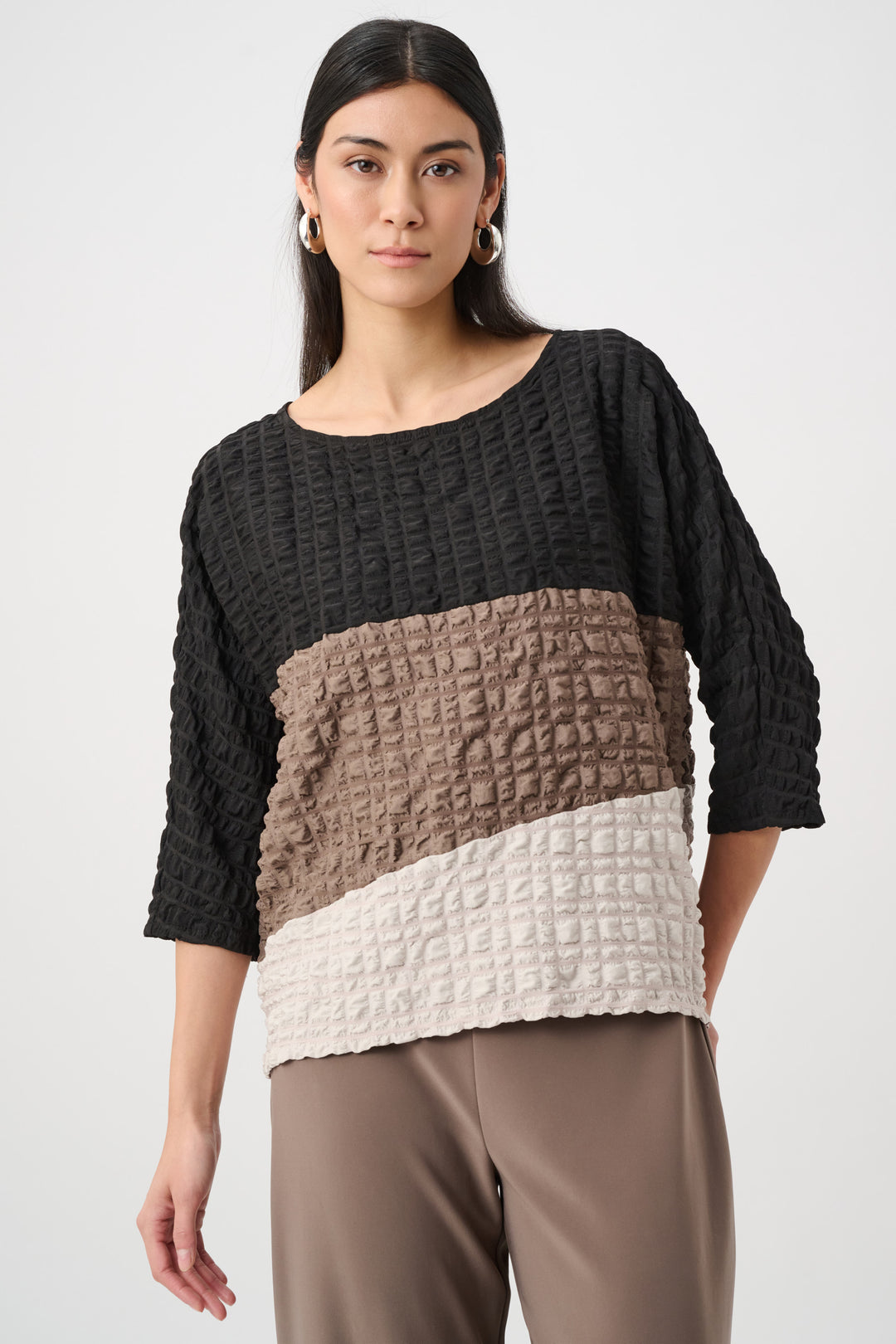 Joseph Ribkoff Bubble Jacquard Color Block Boxy Tunic Style 263199