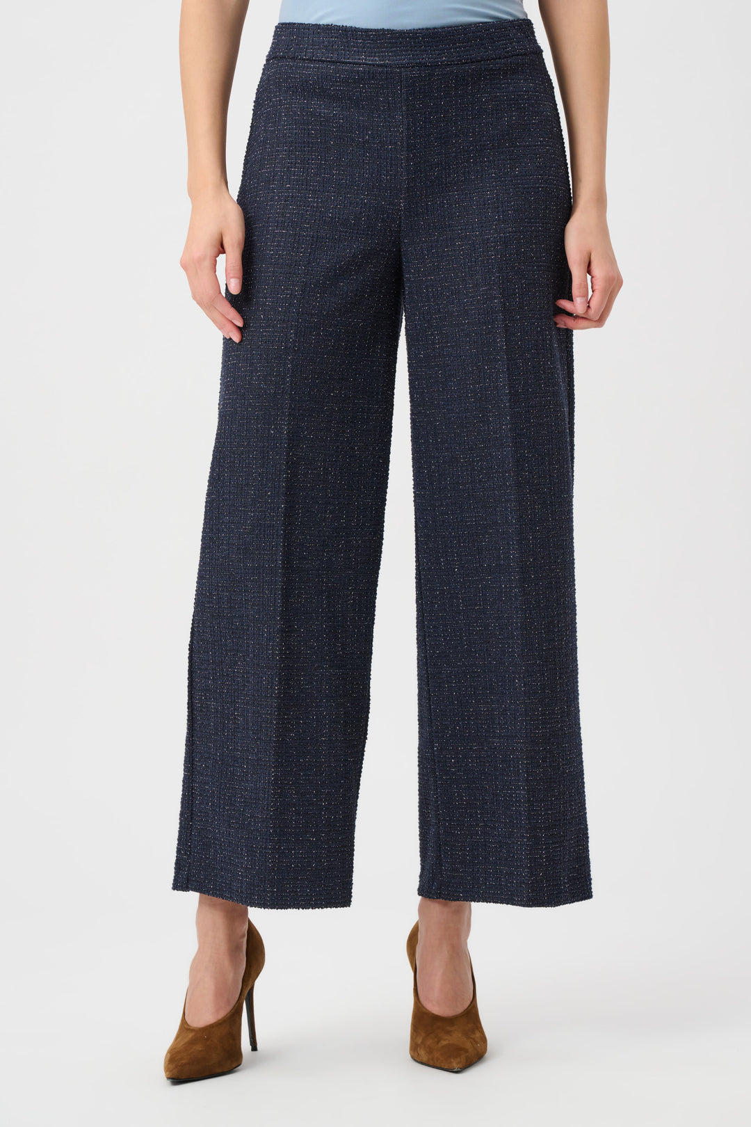 Joseph Ribkoff Lurex Boucle Wide-Leg Pull-On Pants Style 263215.