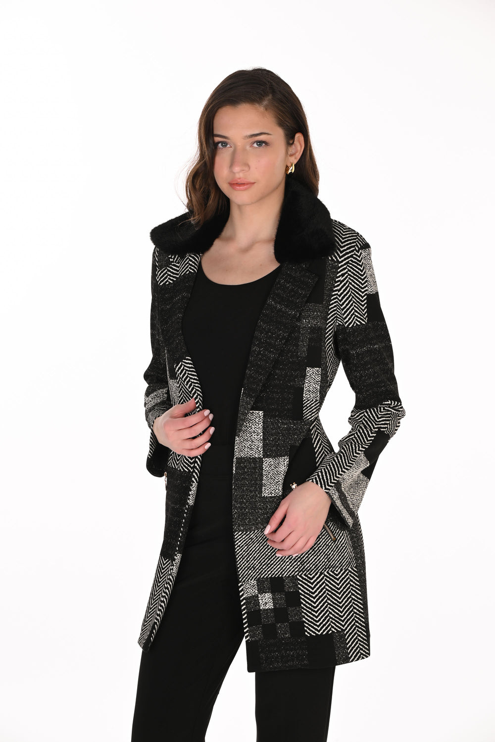 Frank Lyman Geometric Open-Front Casual Jacket Style 263459