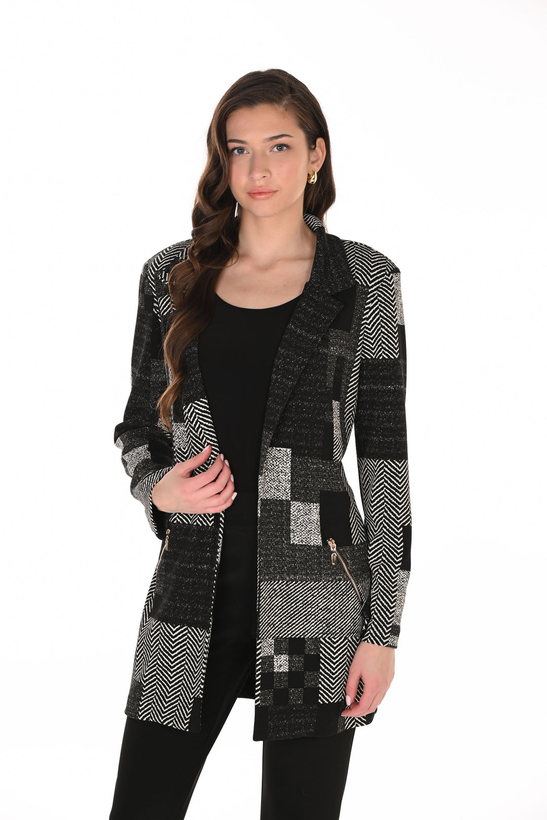 Frank Lyman Geometric Open-Front Casual Jacket Style 263459