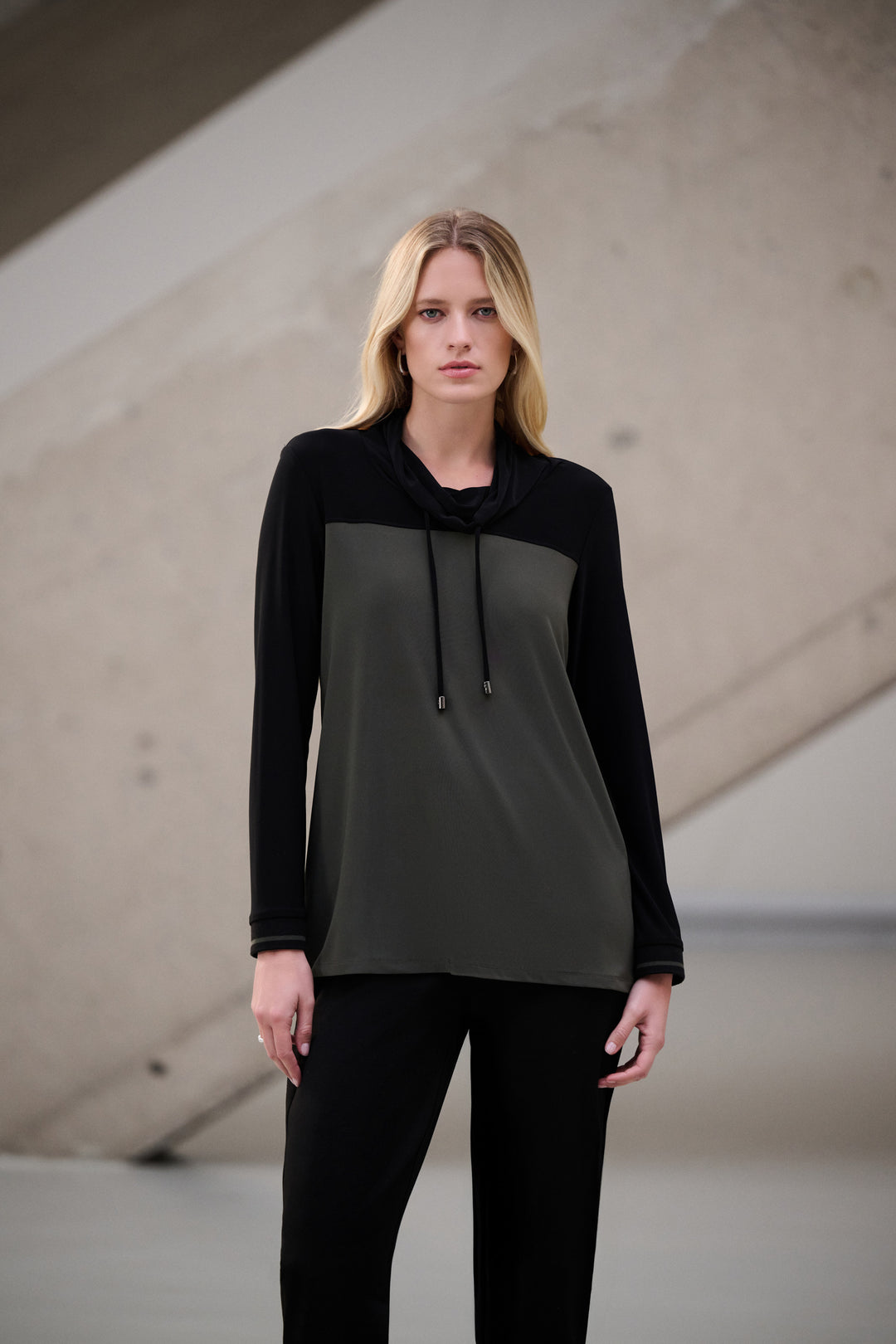 Joseph Ribkoff Color Block Funnel-Neck Tunic Style 263618