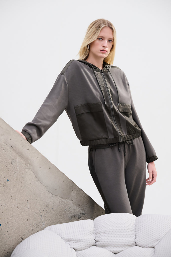 【完売品】Wool gaba square neck jacket Joseph Ribkoff Hooded Boxy Jacket Style 263624 – DECABANA
