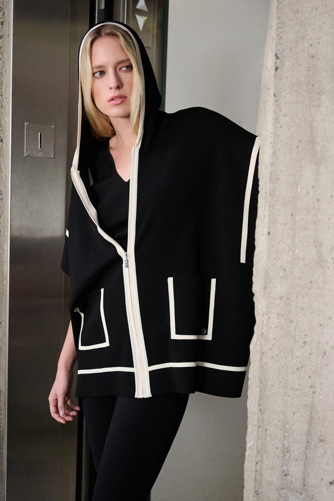 Joseph Ribkoff Short Sleeve Hooded Boxy Jacket Style 263639 – DECABANA