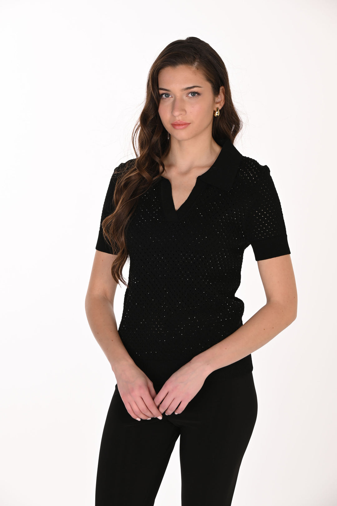  Frank Lyman Open-Knit Top with Rhinestones Style 263732