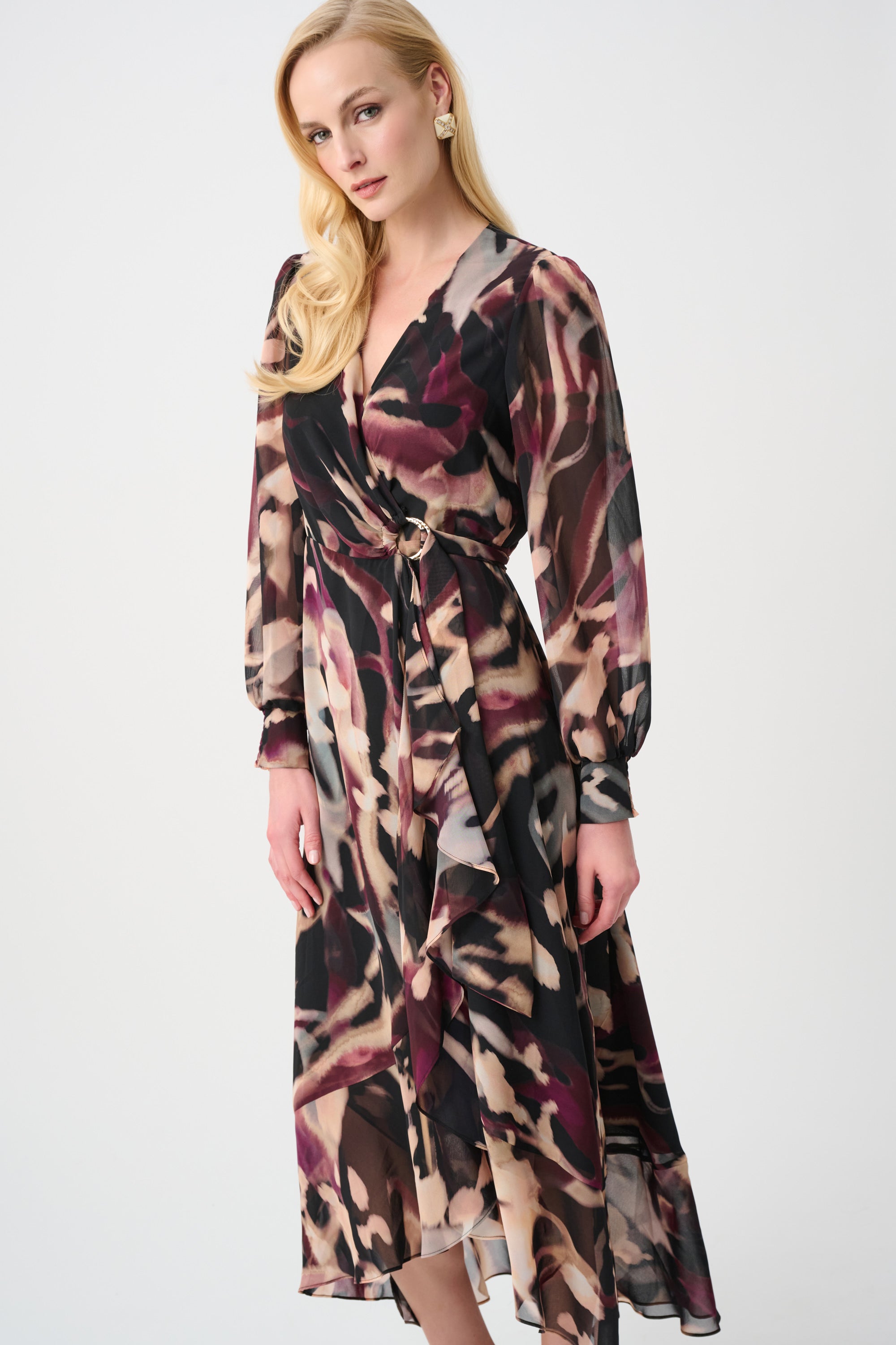 wrap dress styles with chiffon Harper Chiffon Faux Wrap Dress