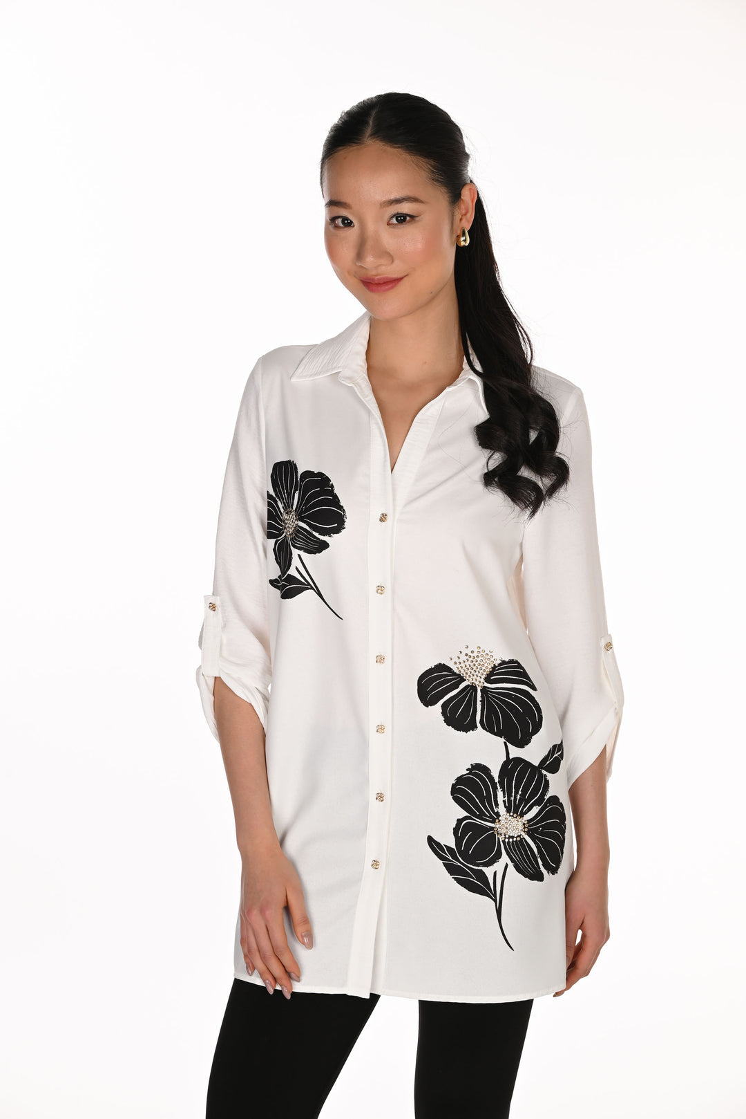 Frank Lyman Floral Hip-length Top Style 263747