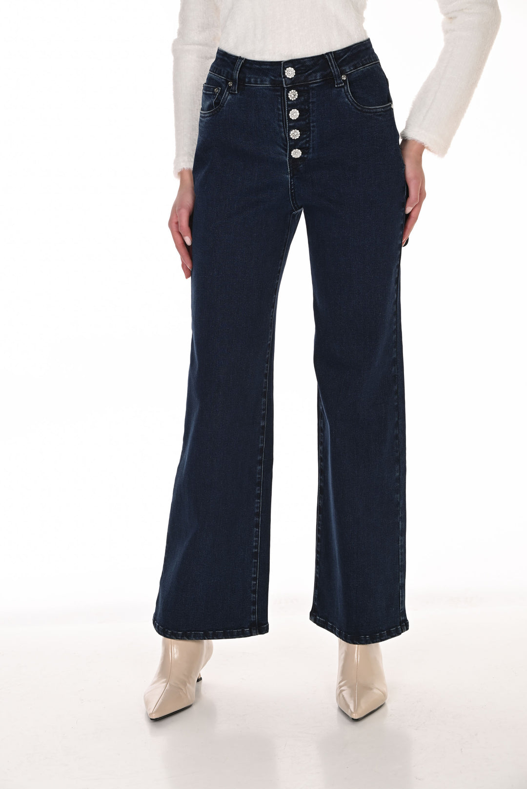 Frank Lyman Wide-leg Full-length Denim Trousers Style 263752