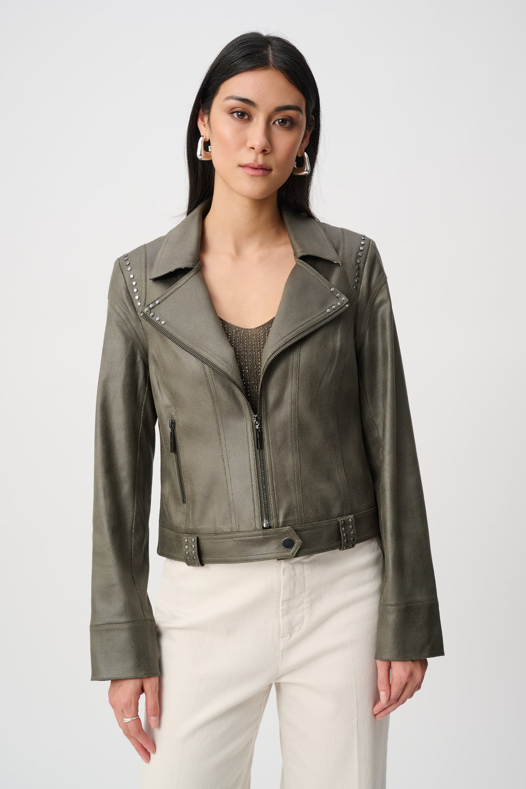 Joseph Ribkoff Foiled Faux Suede Fitted Jacket Style 263907