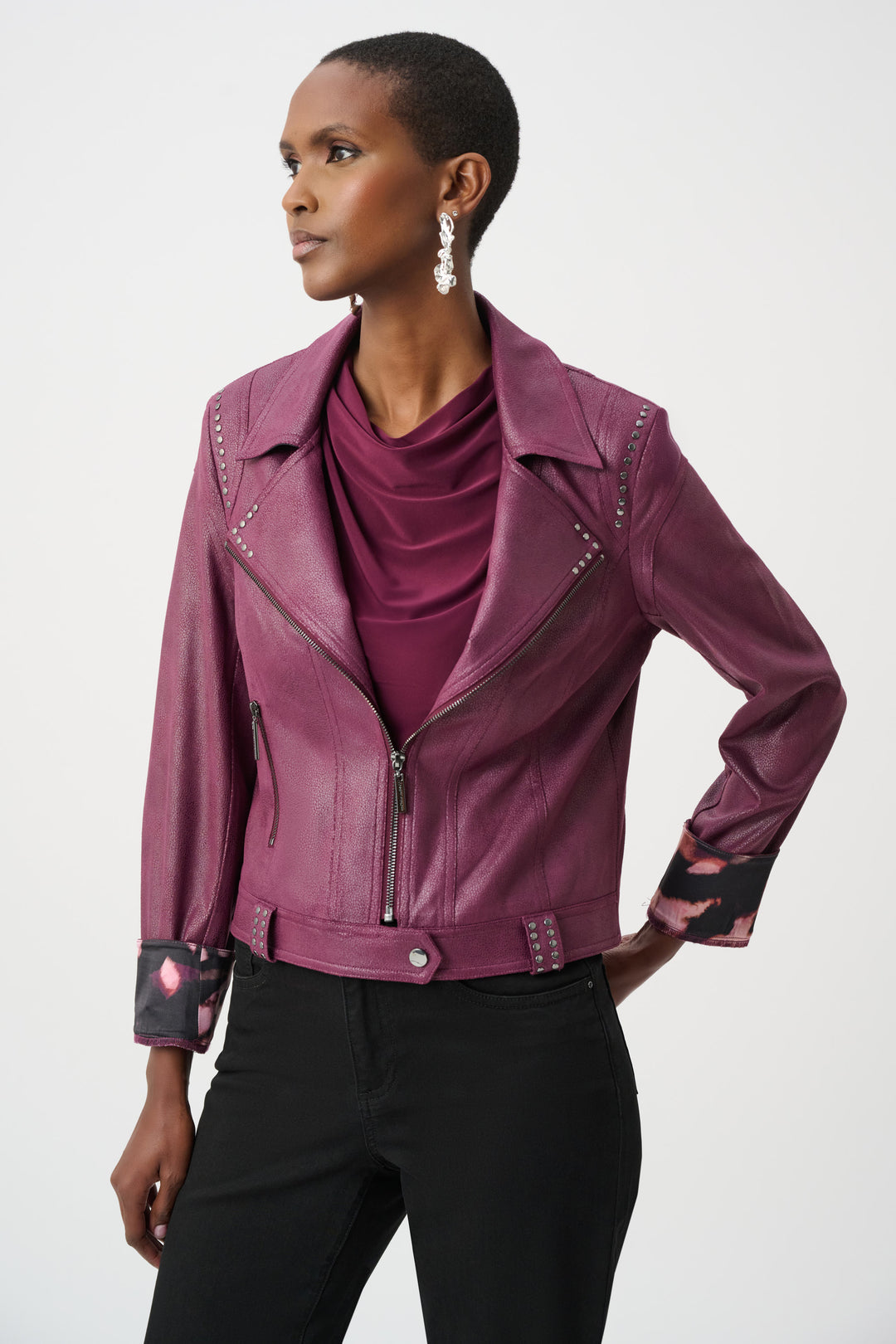 Joseph Ribkoff Foiled Faux Suede Fitted Jacket Style 263907