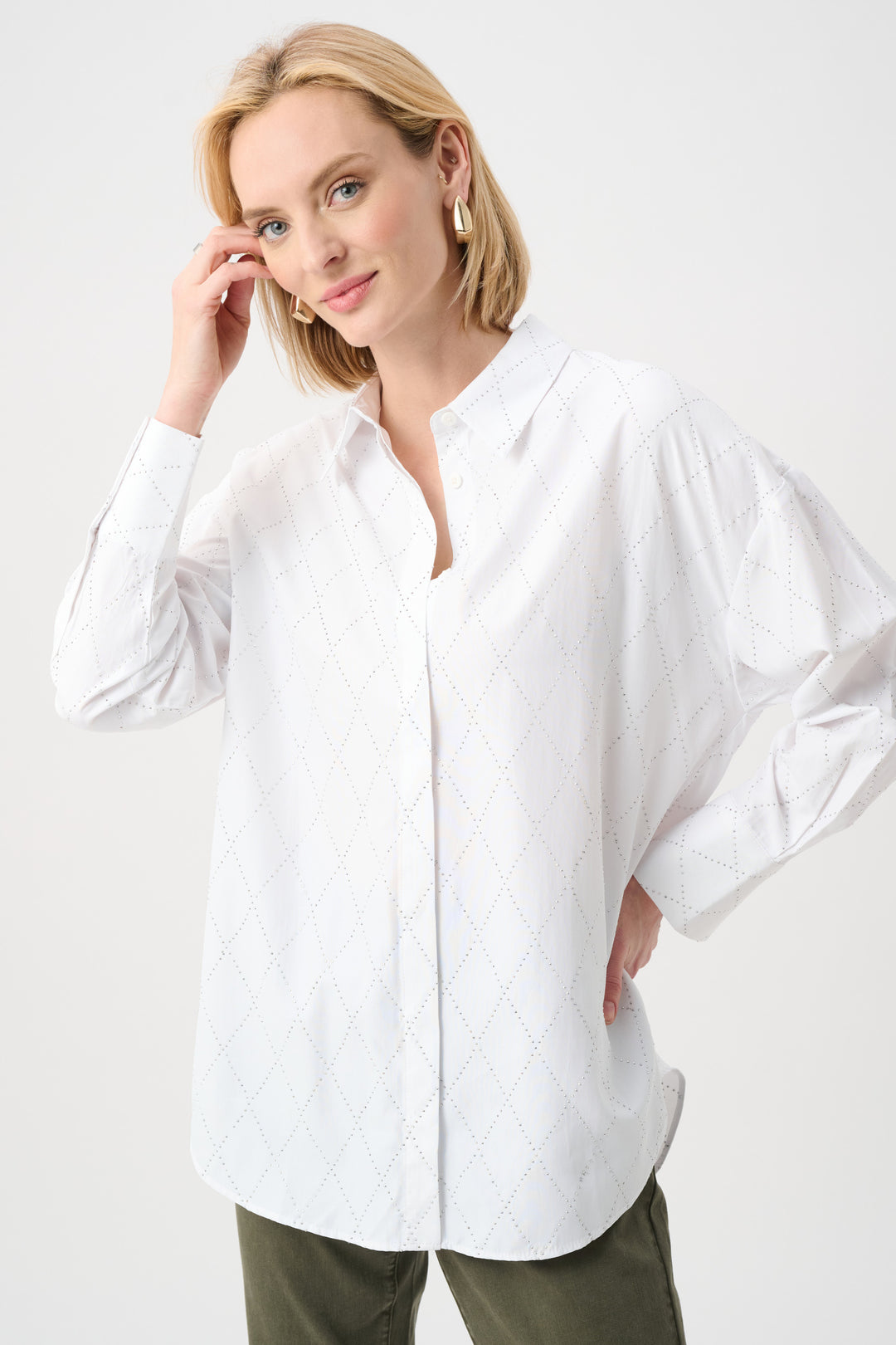 Joseph Ribkoff Boxy Blouse With All-Over Rhinestone Detail Style 263922