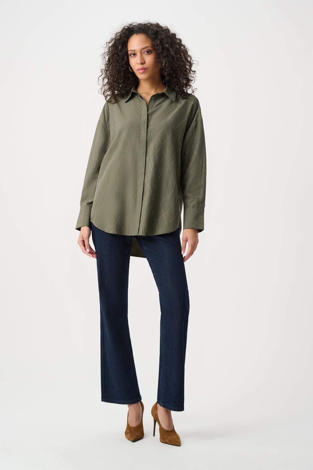 Joseph Ribkoff Boxy Blouse With All-Over Rhinestone Detail Style 263922