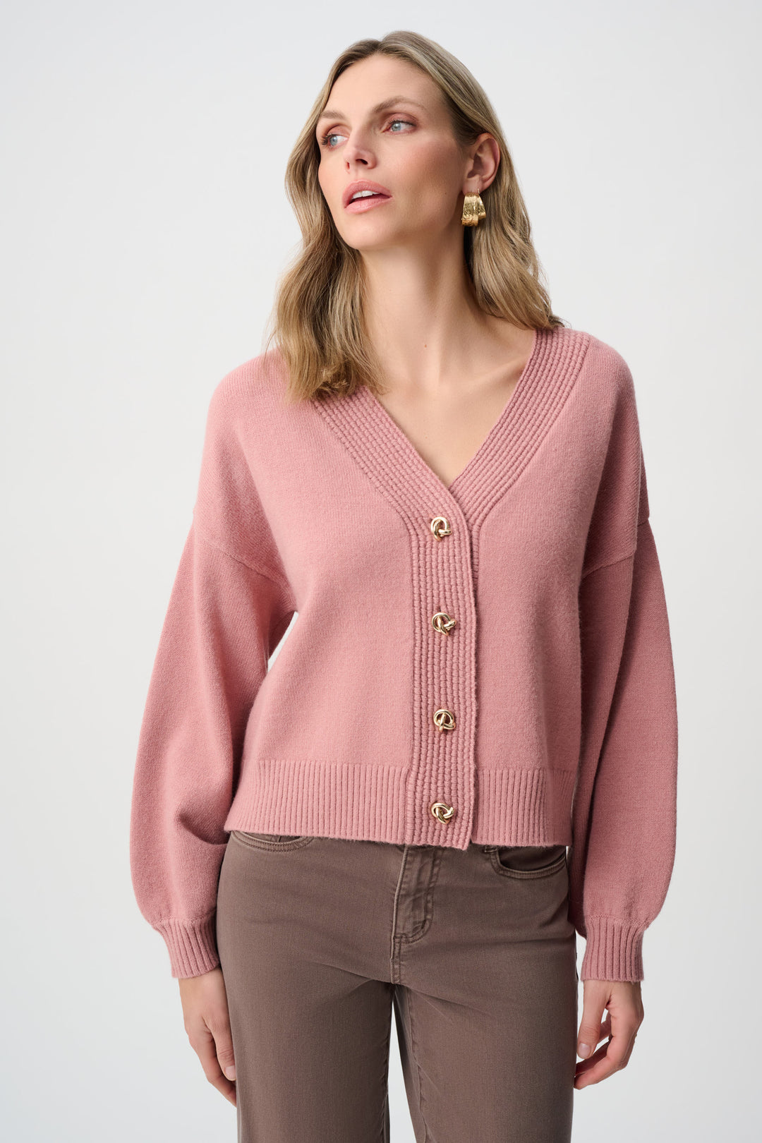 Joseph Ribkoff Brushed Knit V-Neck Boxy Cardigan Style 263952