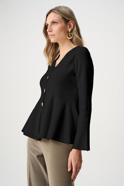 Joseph Ribkoff Cotton Knit Fit And Flare Peplum Cardigan Style