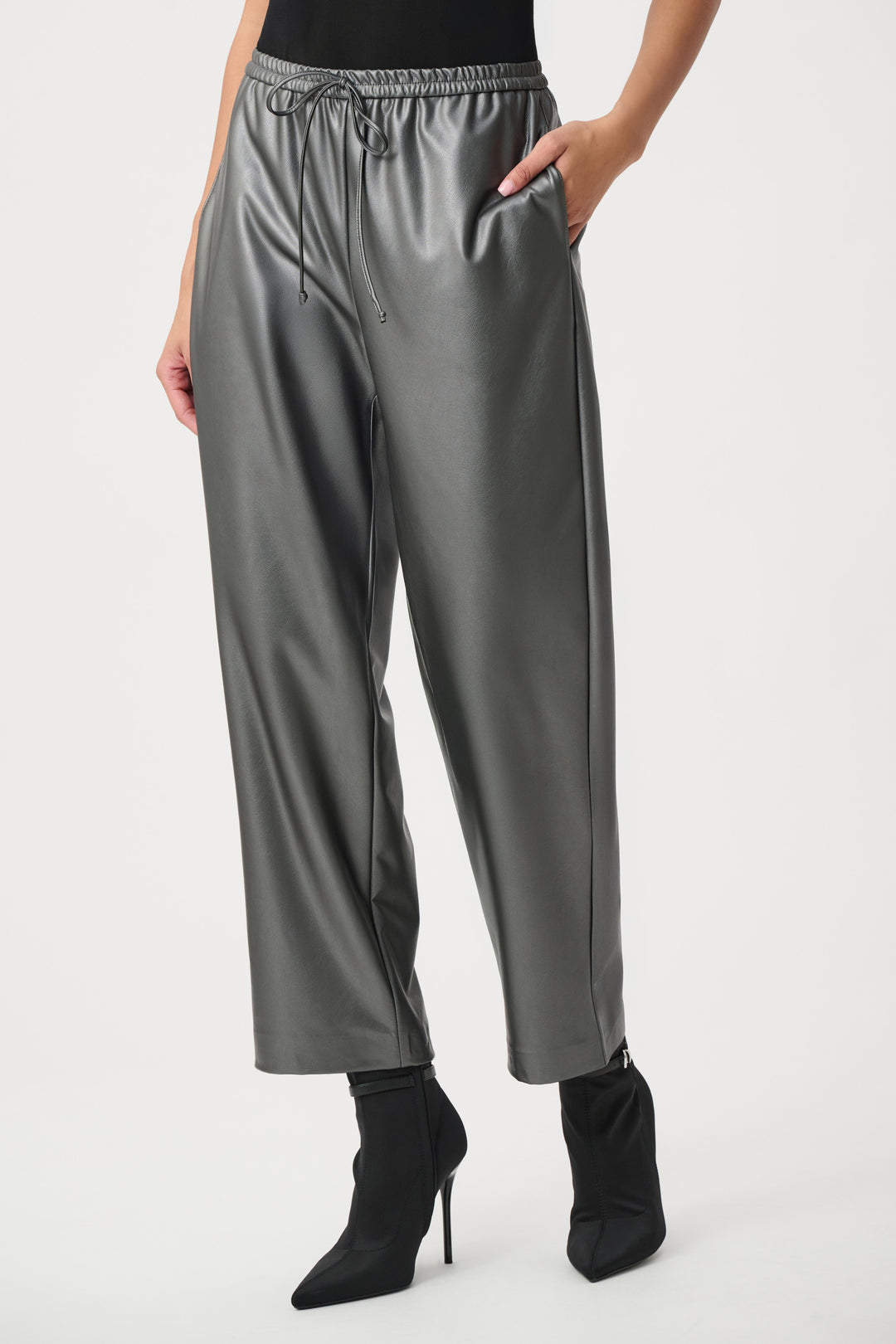 Joseph Ribkoff Leatherette Drawstring Pants Style 264036
