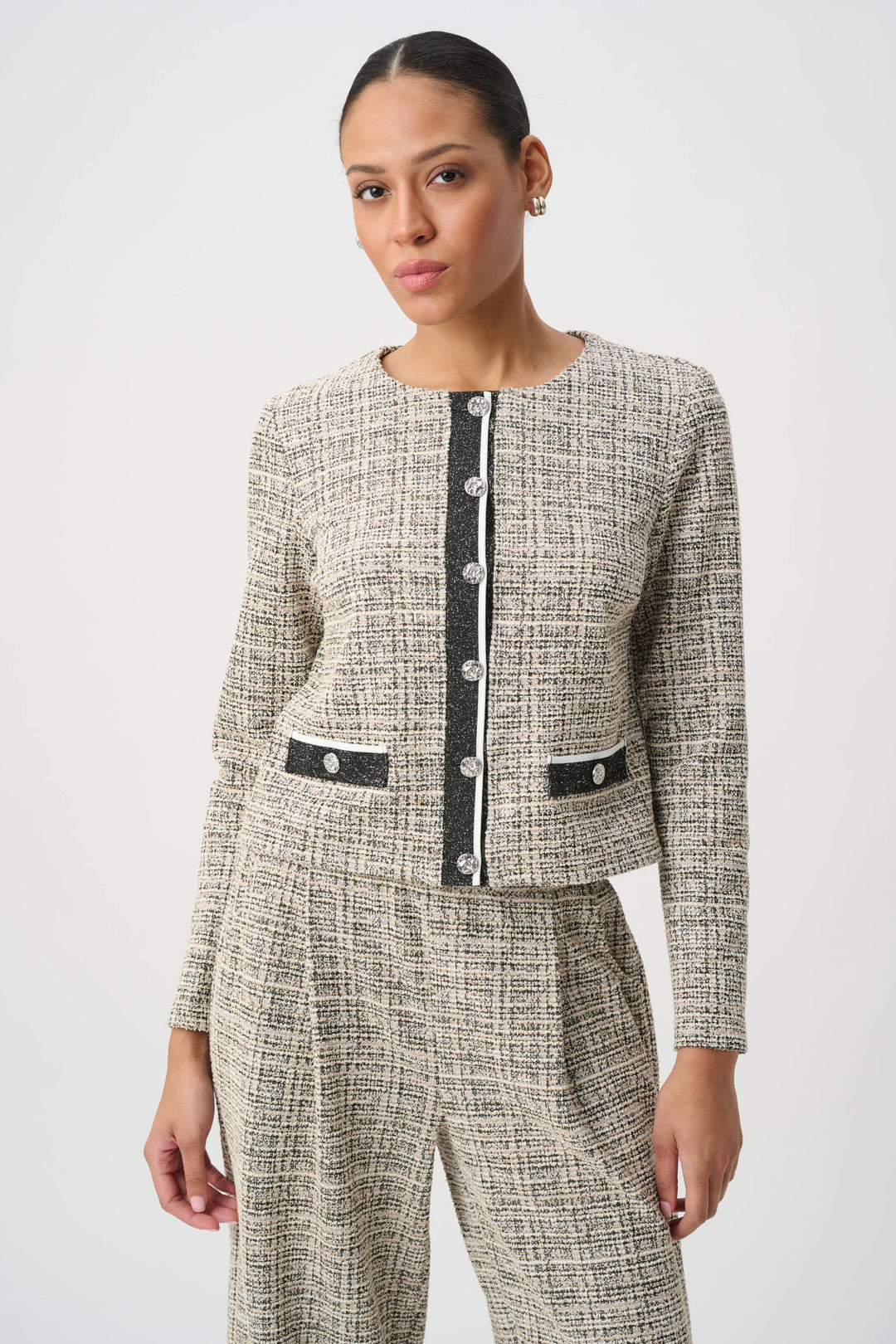 Joseph Ribkoff Plaid Boucle Jacket Style 264040