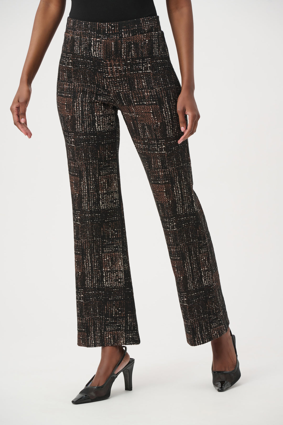 Joseph Ribkoff Plaid Knit Flared Pants Style 264059