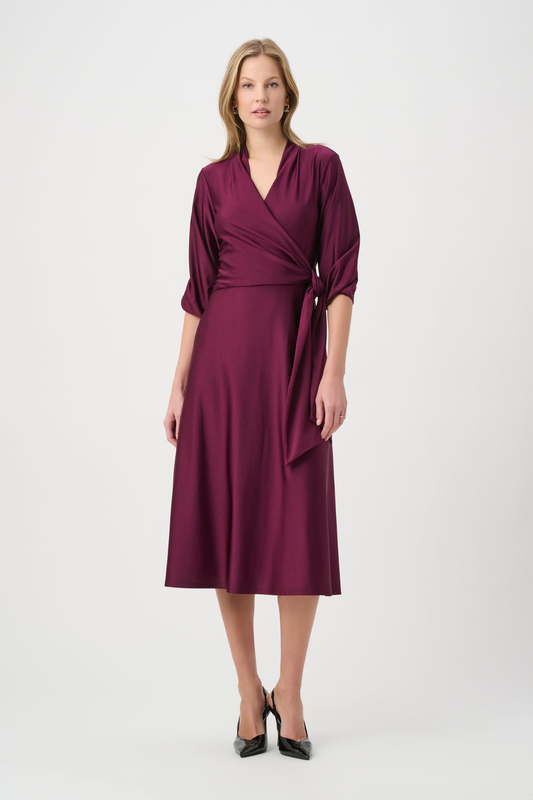Joseph Ribkoff Knit Satin Flowy Wrap Dress Style 264070