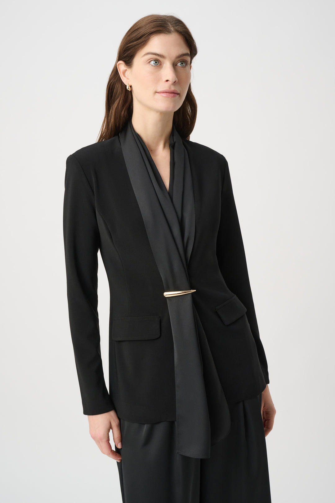 Joseph Ribkoff Scarf Collar Satin-Trim Blazer Style 264092