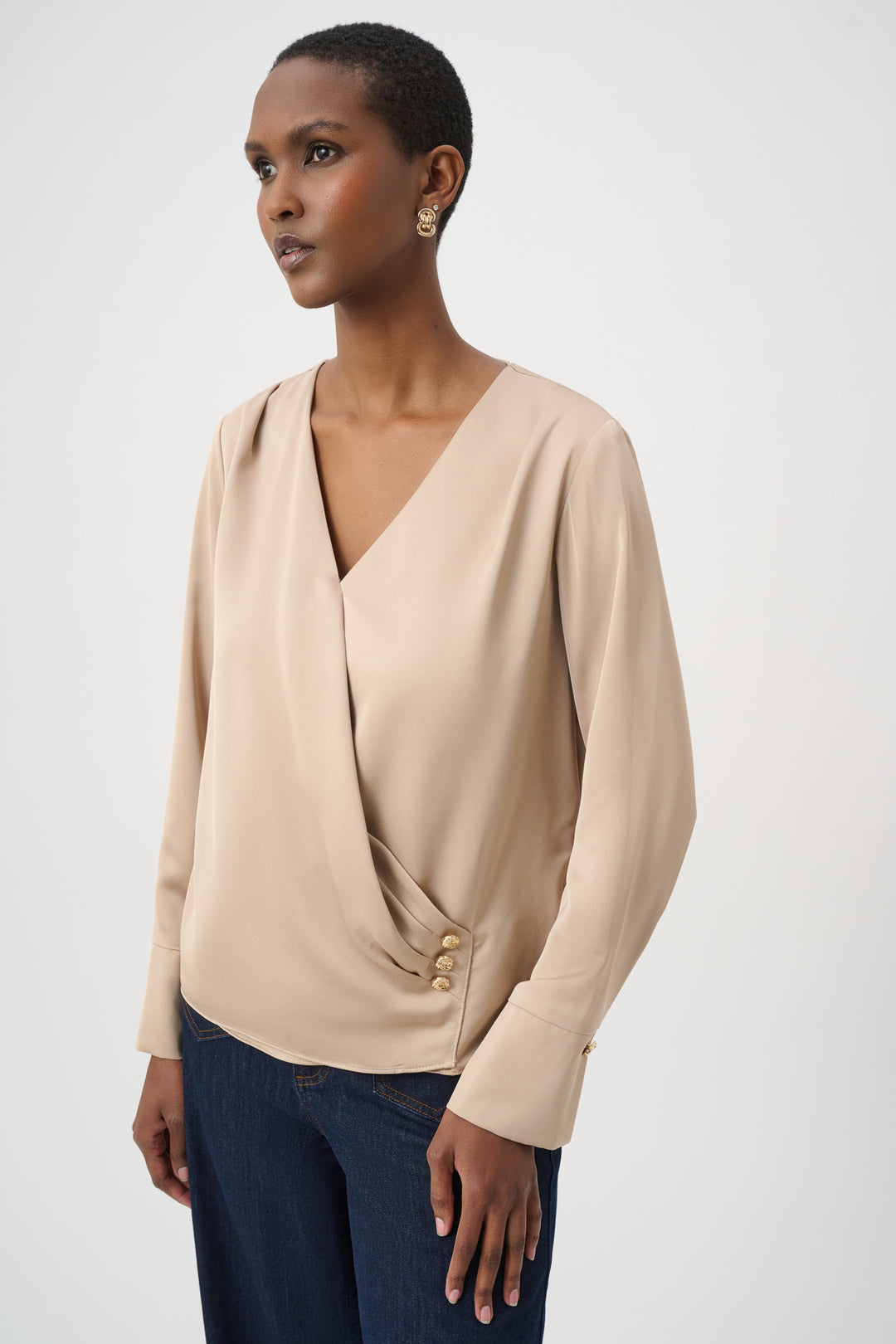 Joseph Ribkoff Satin Wrap Long Sleeve Top Style 264102