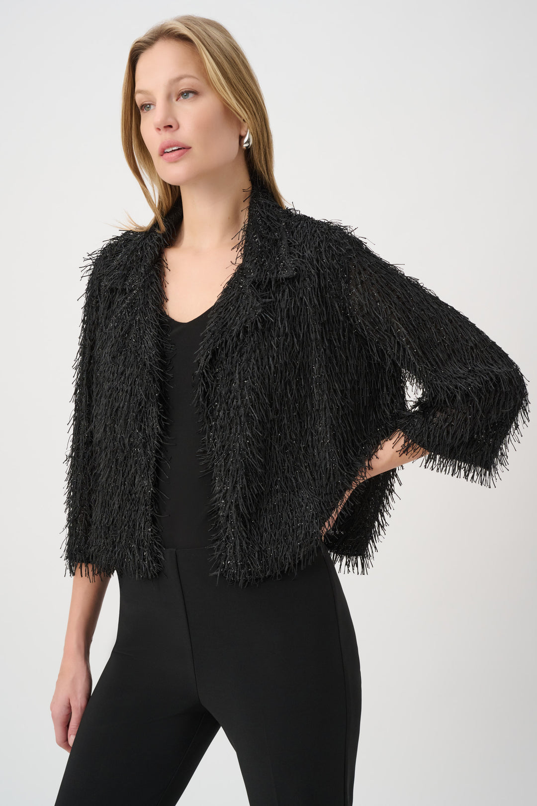 Joseph Ribkoff Fringed Short Open-Front Blazer Style 264128