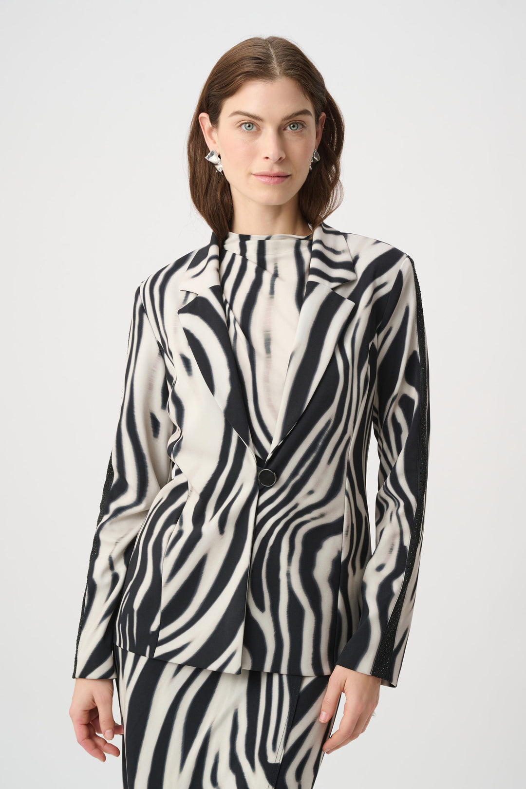 Joseph Ribkoff Animal Print Blazer With Rhinestone Style 264129