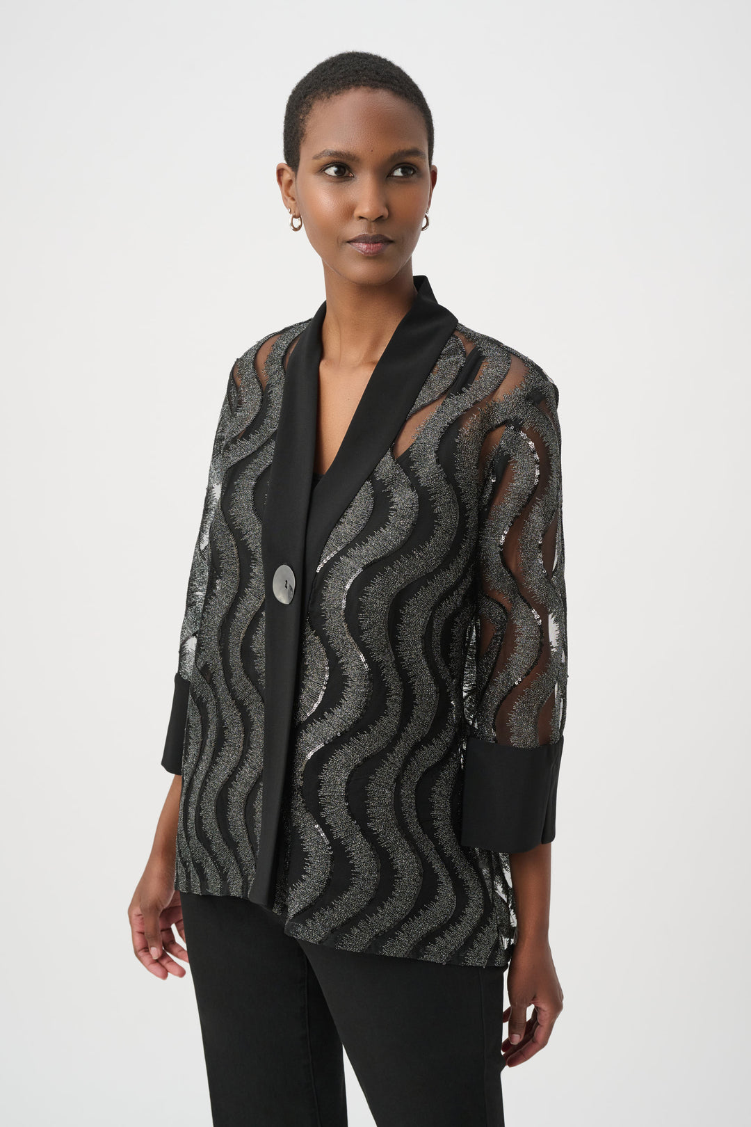 Joseph Ribkoff Sequin Embroidered Swing Jacket Style 264138