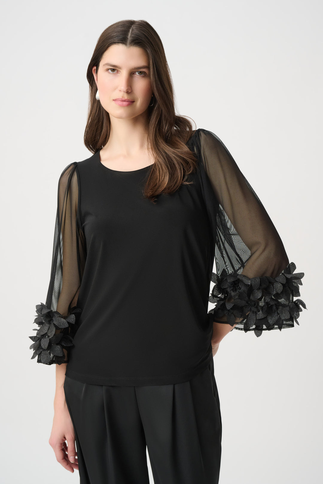 Joseph Ribkoff Embellished Bell Sleeve Trapeze Top Style 264189