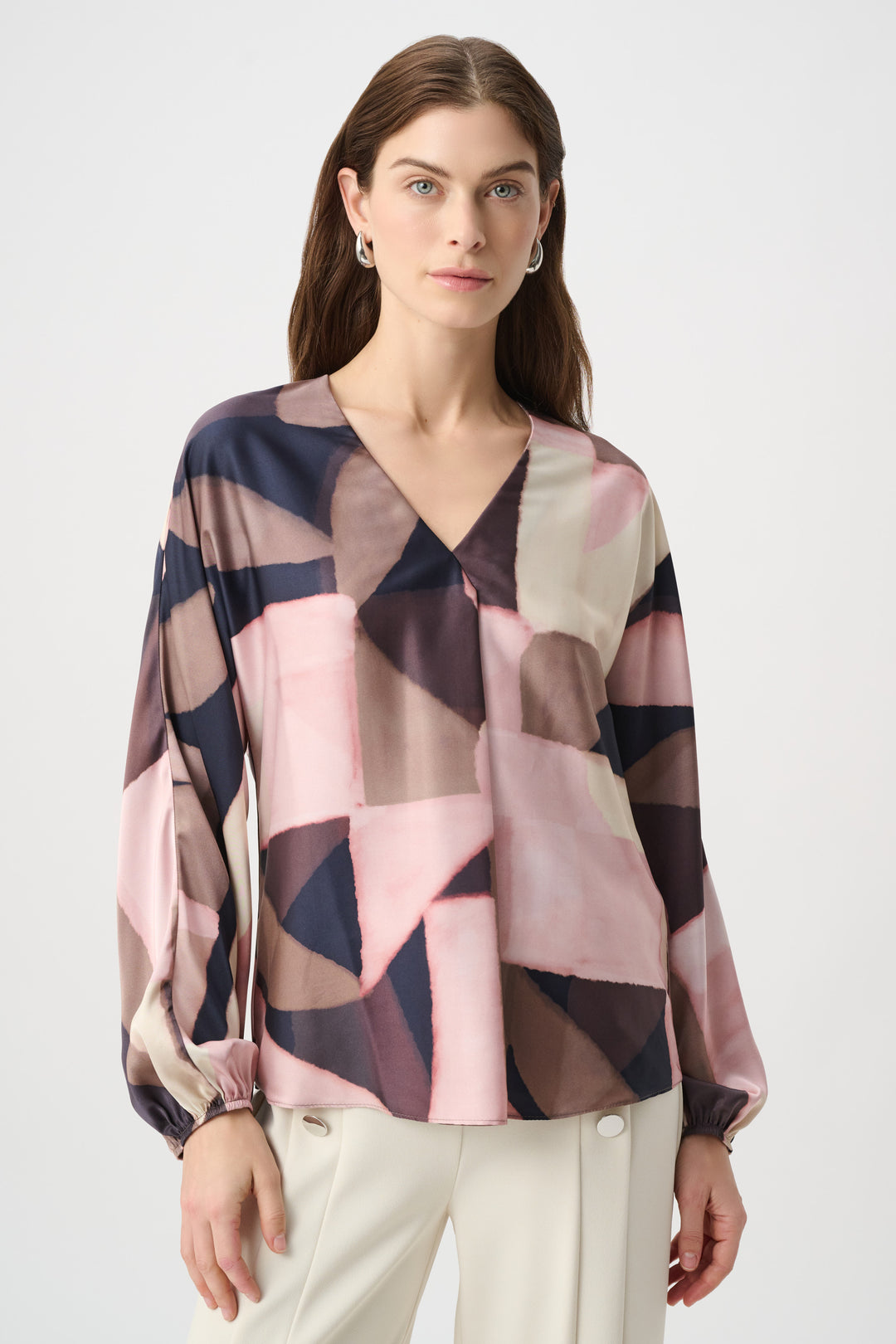 Joseph Ribkoff Geometric Print Satin Top Style 264197