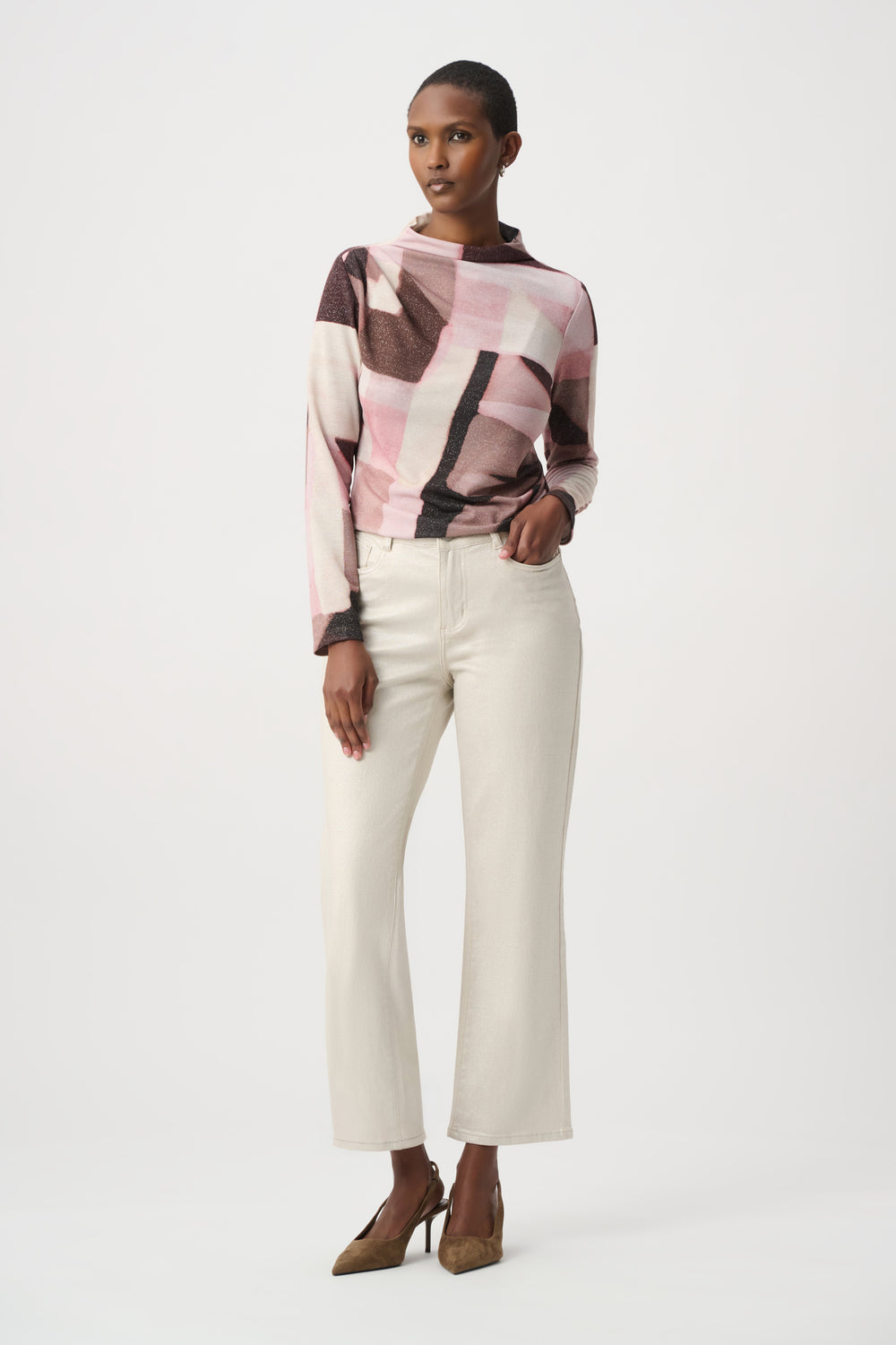 Joseph Ribkoff Geometric Print Lurex Sweater Style 264205.