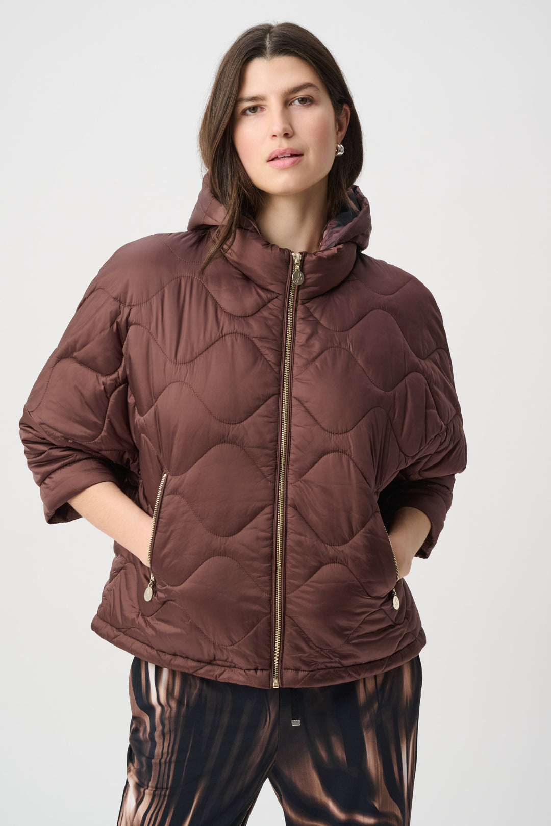 Joseph Ribkoff Hooded Quilted Cocoon Jacket Style 264604.