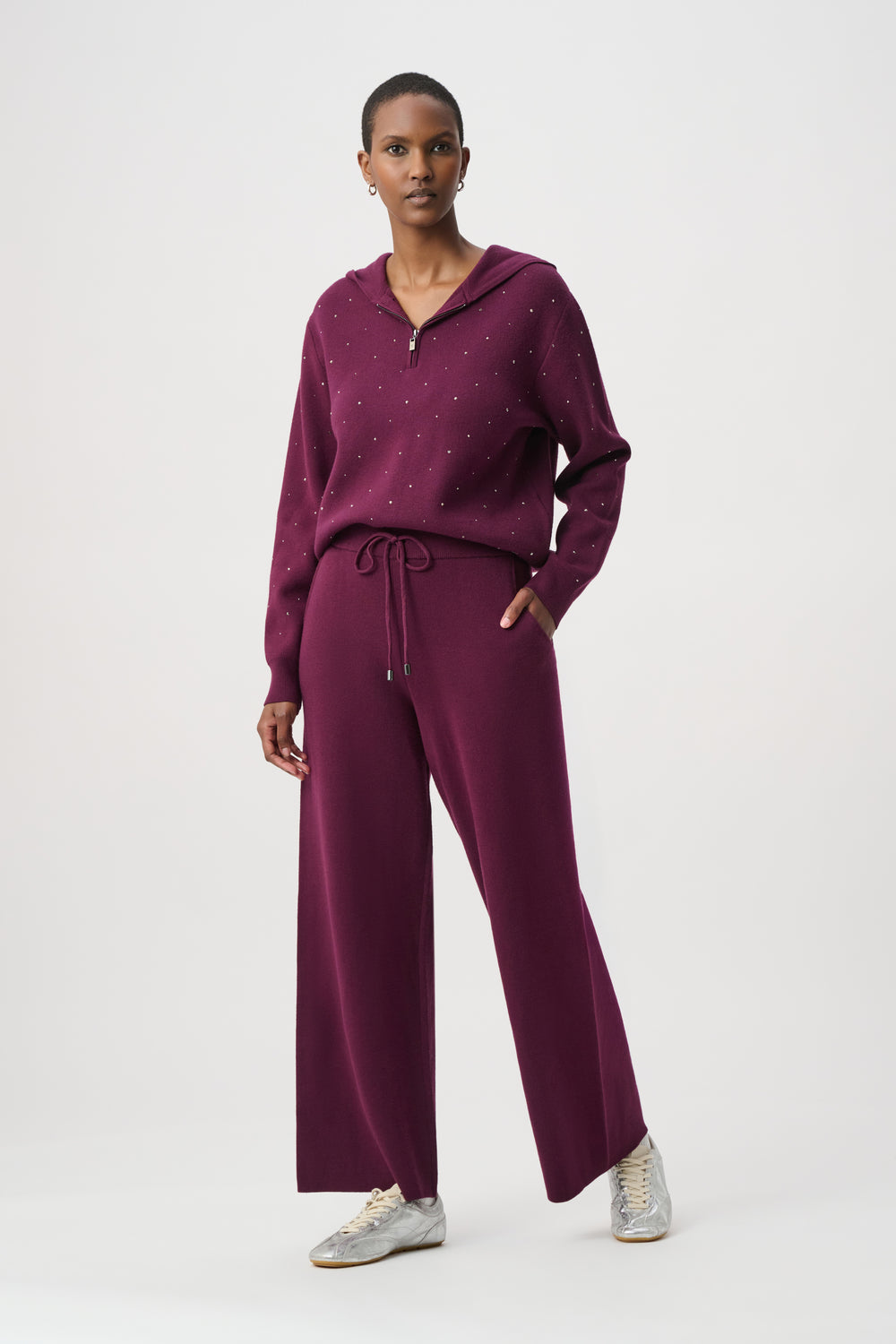 Joseph Ribkoff Embellished Hooded Pullover Sweater Style 264618.