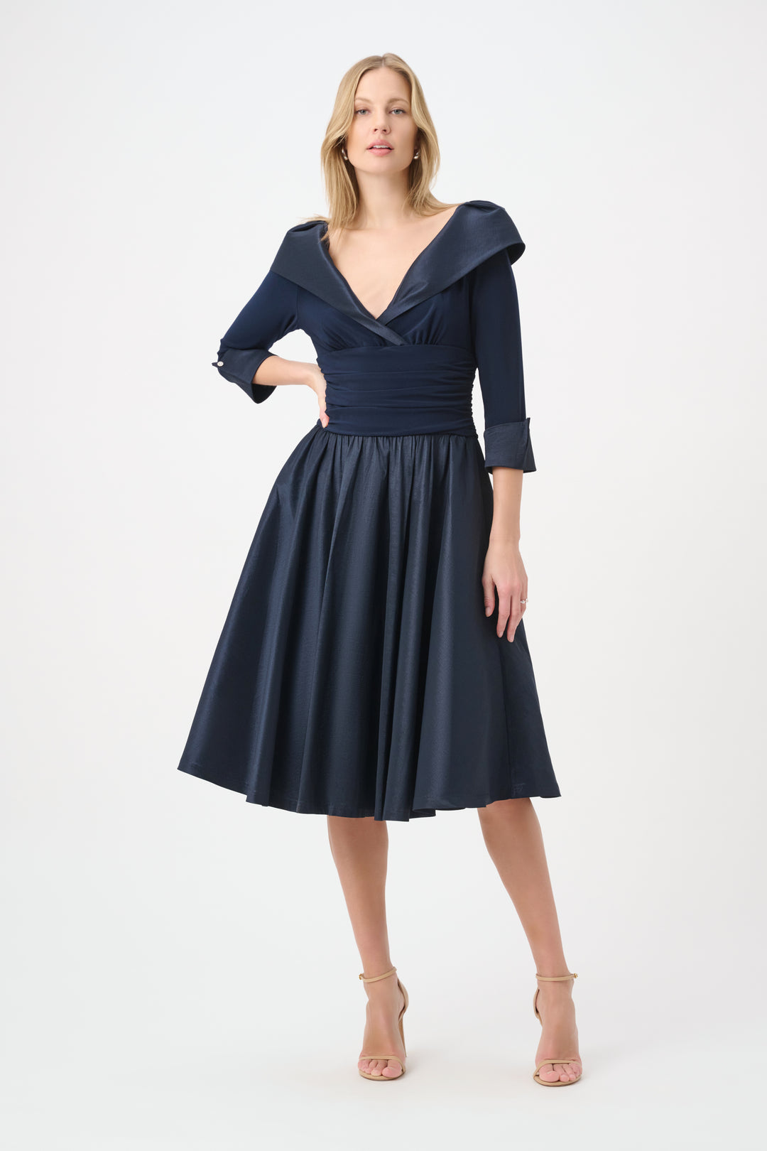 Joseph Ribkoff V-Neck Lapel Fit & Flare Dress Style 264723