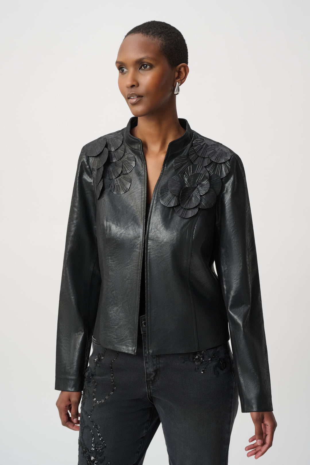 Joseph Ribkoff Embellished Foiled Suede Jacket Style 264906