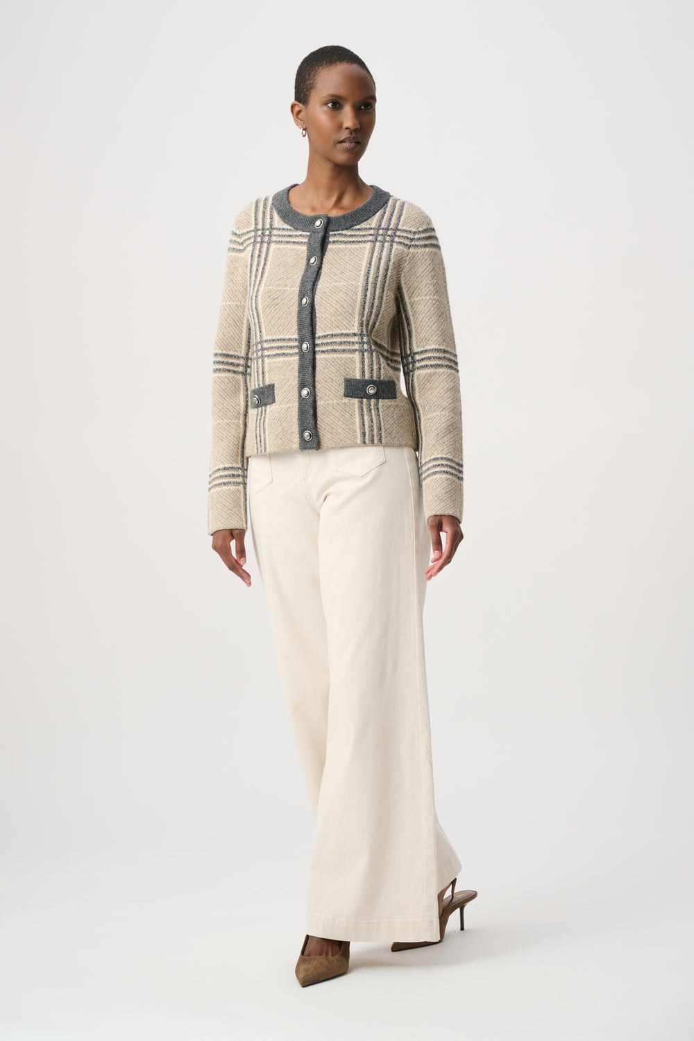 Joseph Ribkoff Plaid Straight-Fit Cardigan Style 264909.