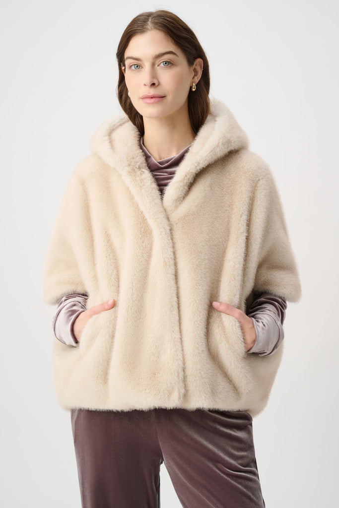 Joseph Ribkoff Short‑Sleeve Faux Fur Cocoon Coat Style 264910