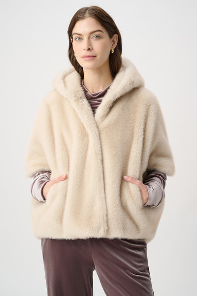 Joseph Ribkoff Short‑Sleeve Faux Fur Cocoon Coat Style 264910