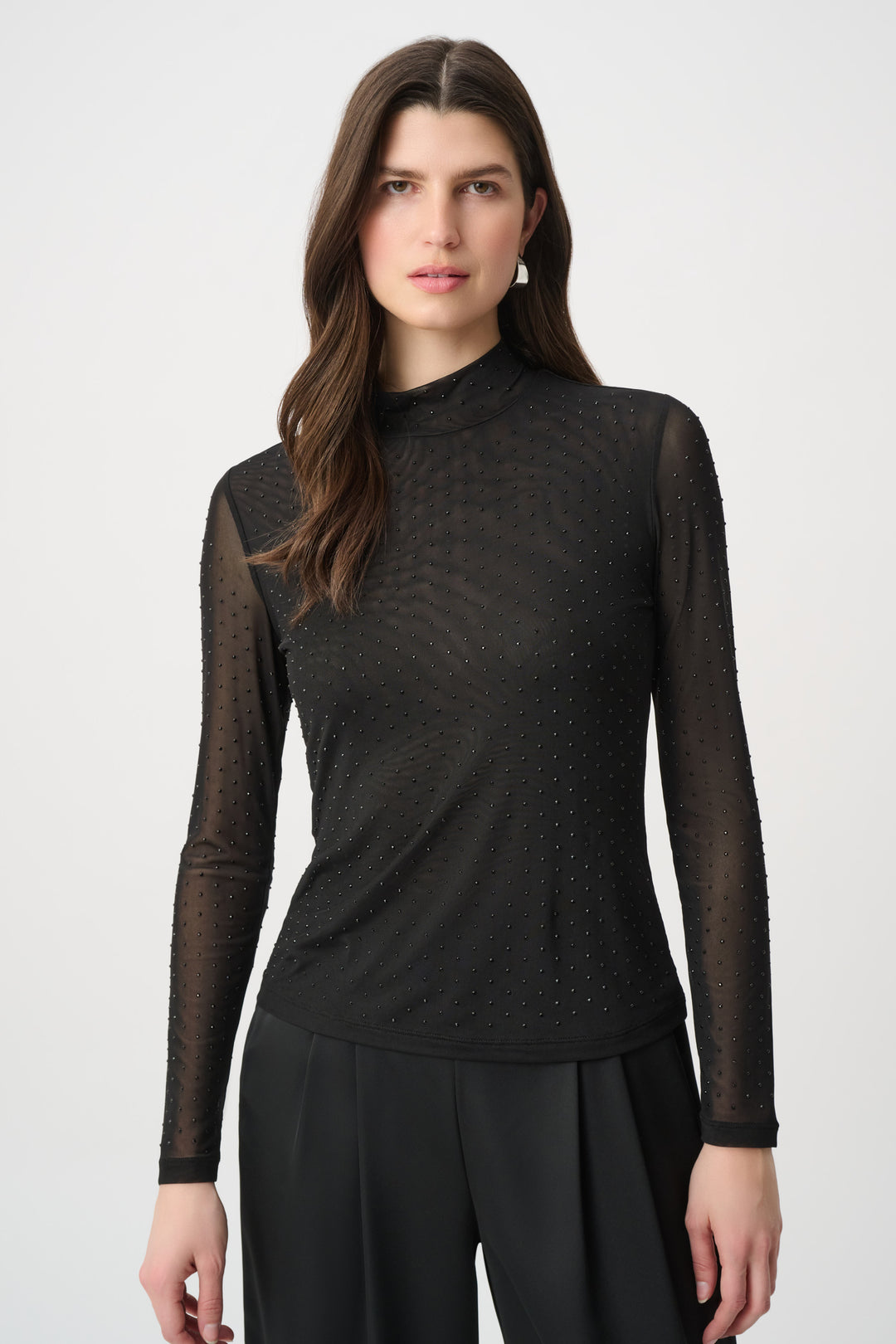 Joseph Ribkoff Rhinestone Mesh Long-Sleeve Top Style 264916
