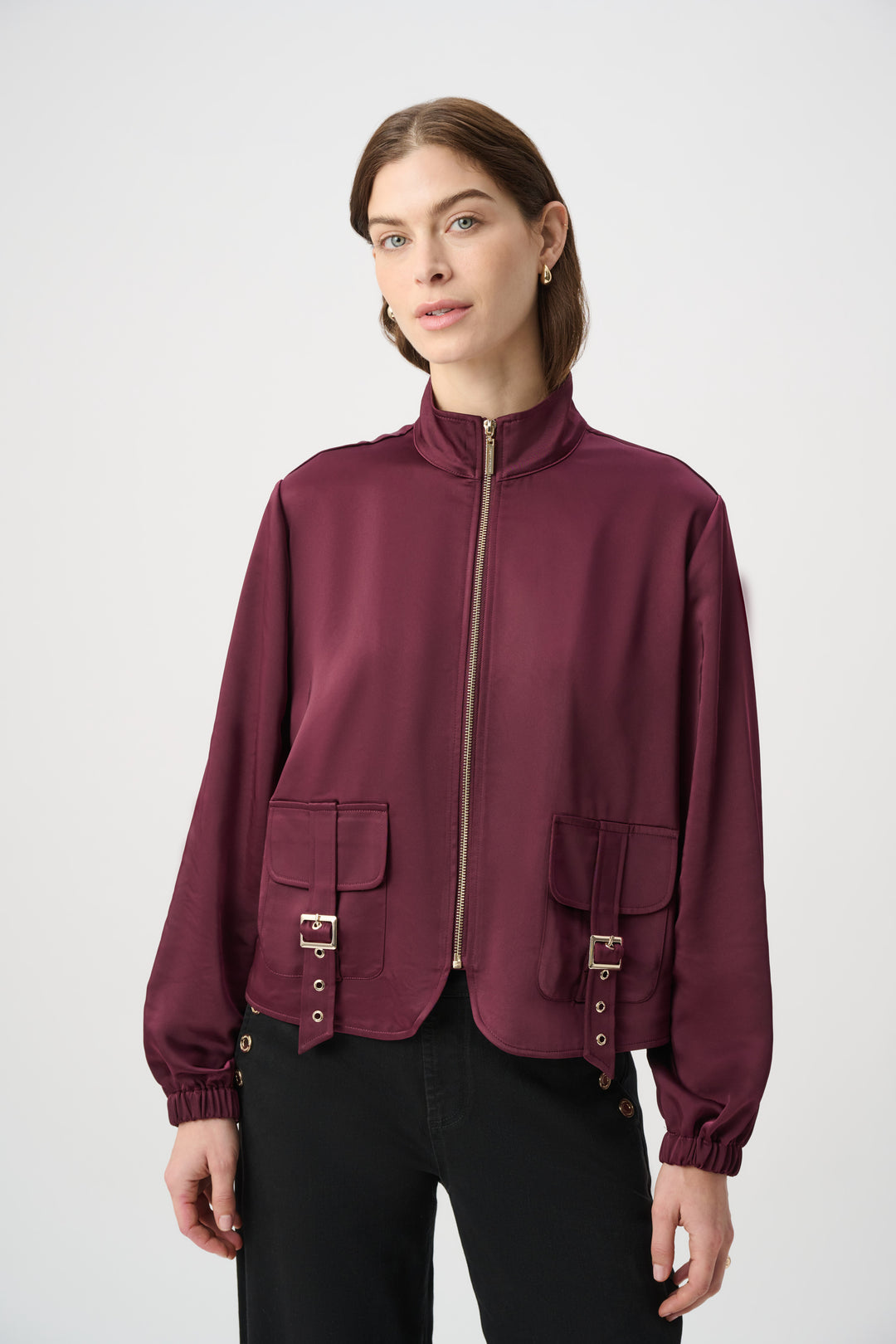Joseph Ribkoff Satin Puff Sleeve Utility Jacket Style 264939