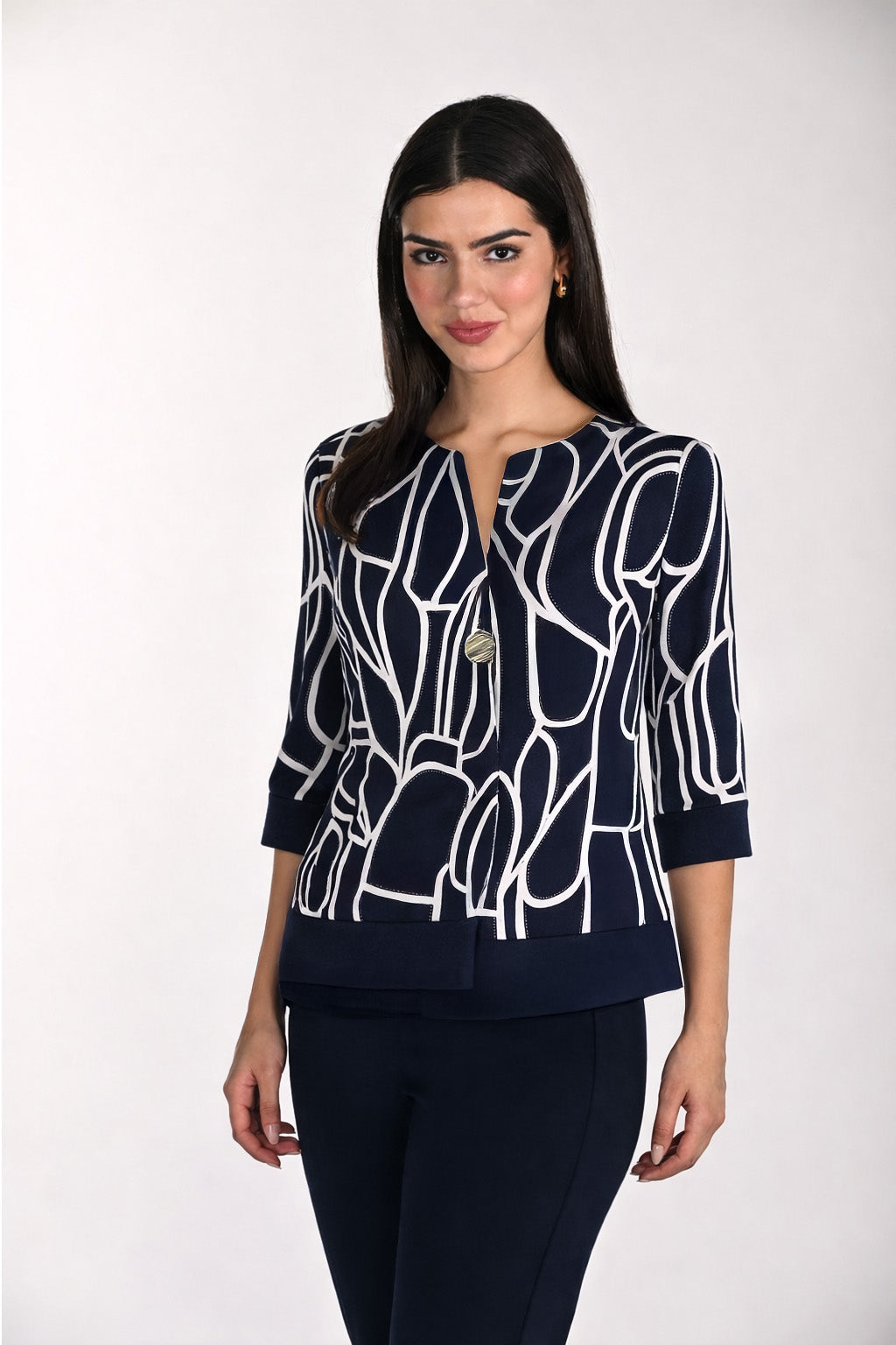 Frank Lyman Abstract Print Single Button Jacket Style 266117