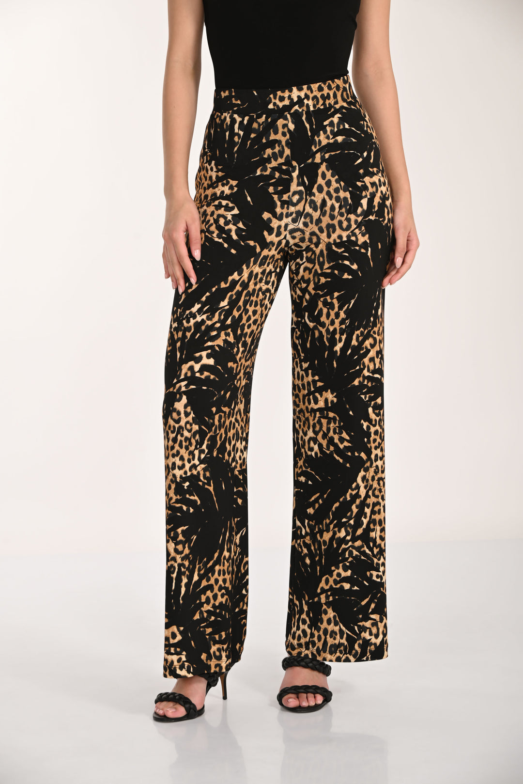 Frank Lyman Wide Leg High-waisted Leopard Trousers Style 266151