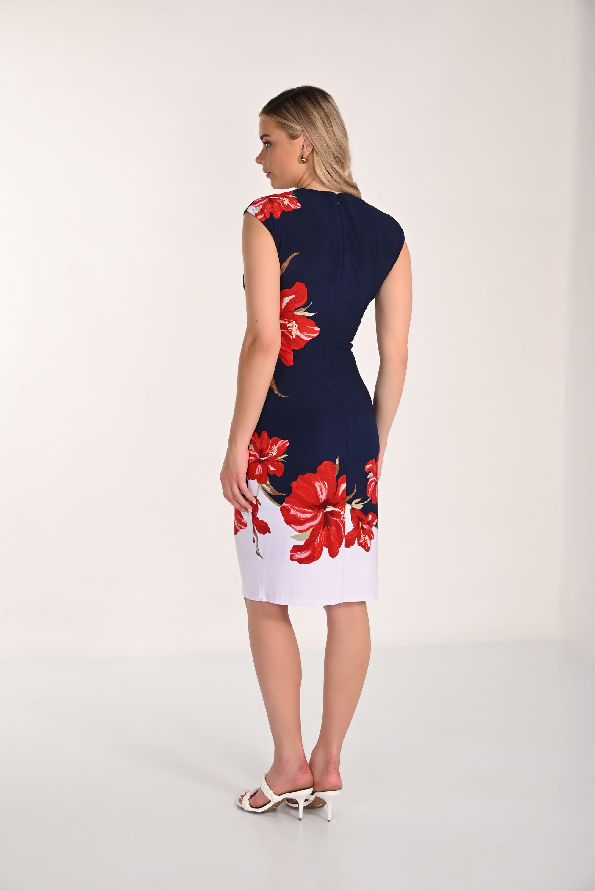 red bodycon dress knee length Womens Lipsy Red Splice Shoulder Bodycon Midi Dress US 12