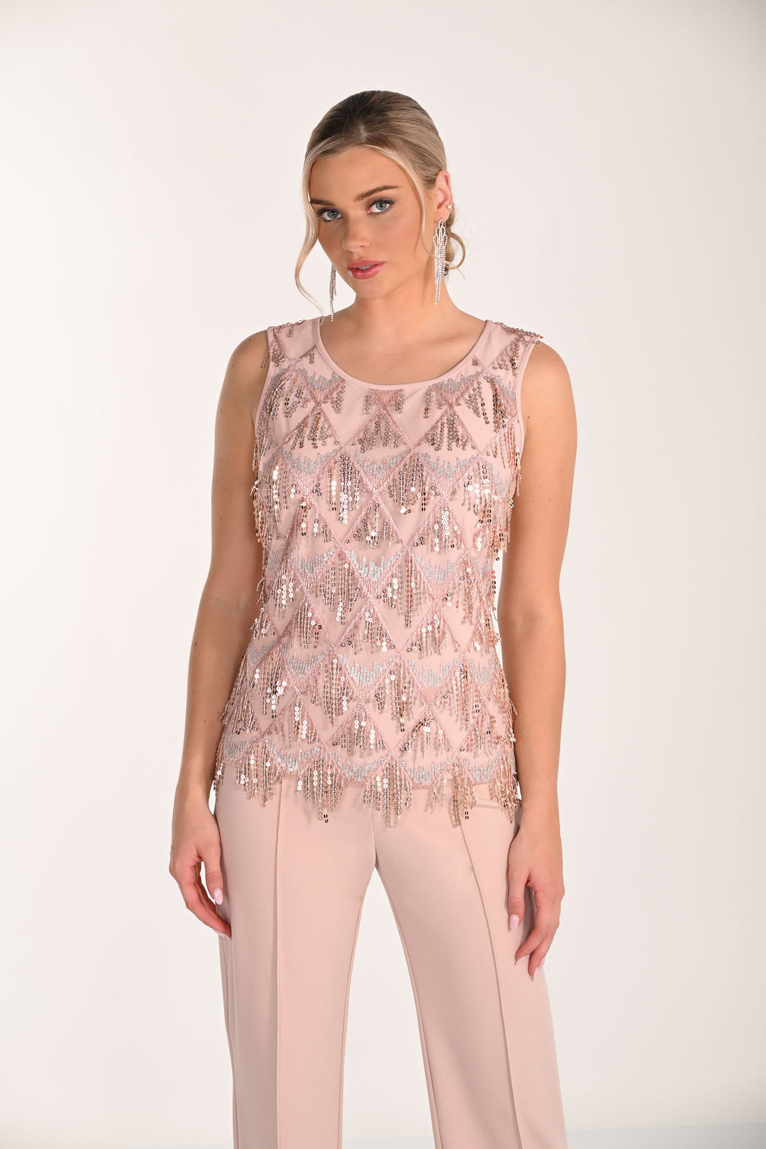 Frank Lyman Sequined Mesh Blouse Style 268118