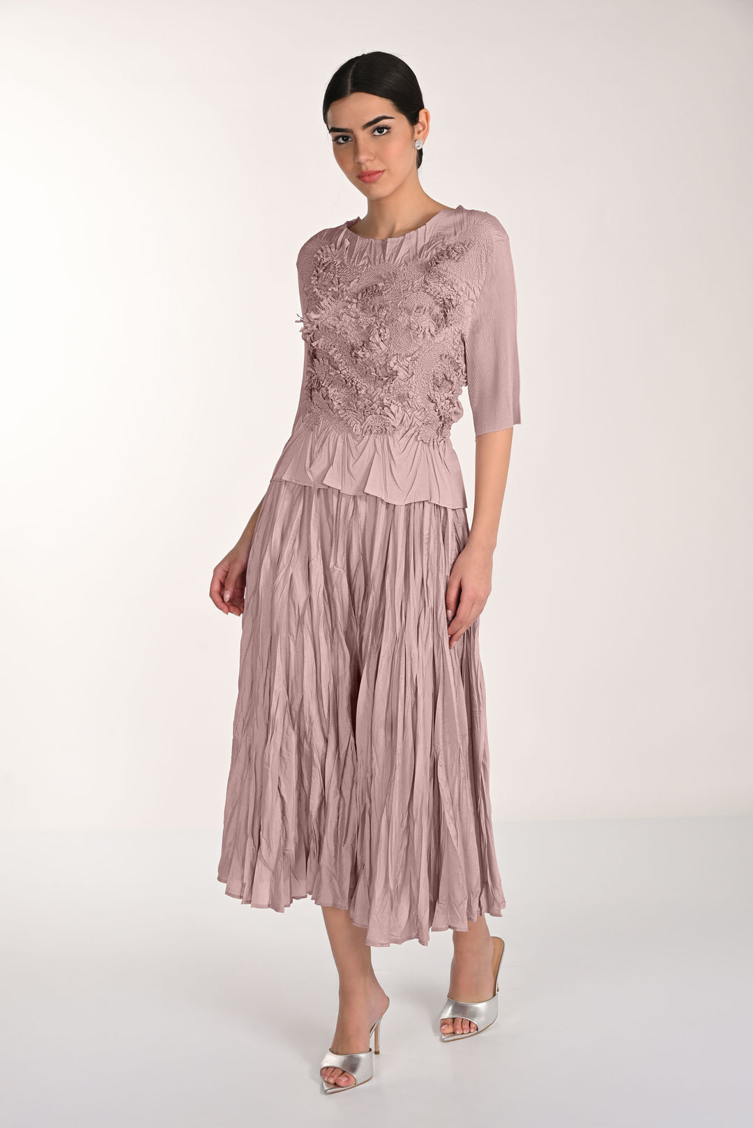 Frank Lyman Pleated Midi Skirt & Top 2-Piece Set Style 268520