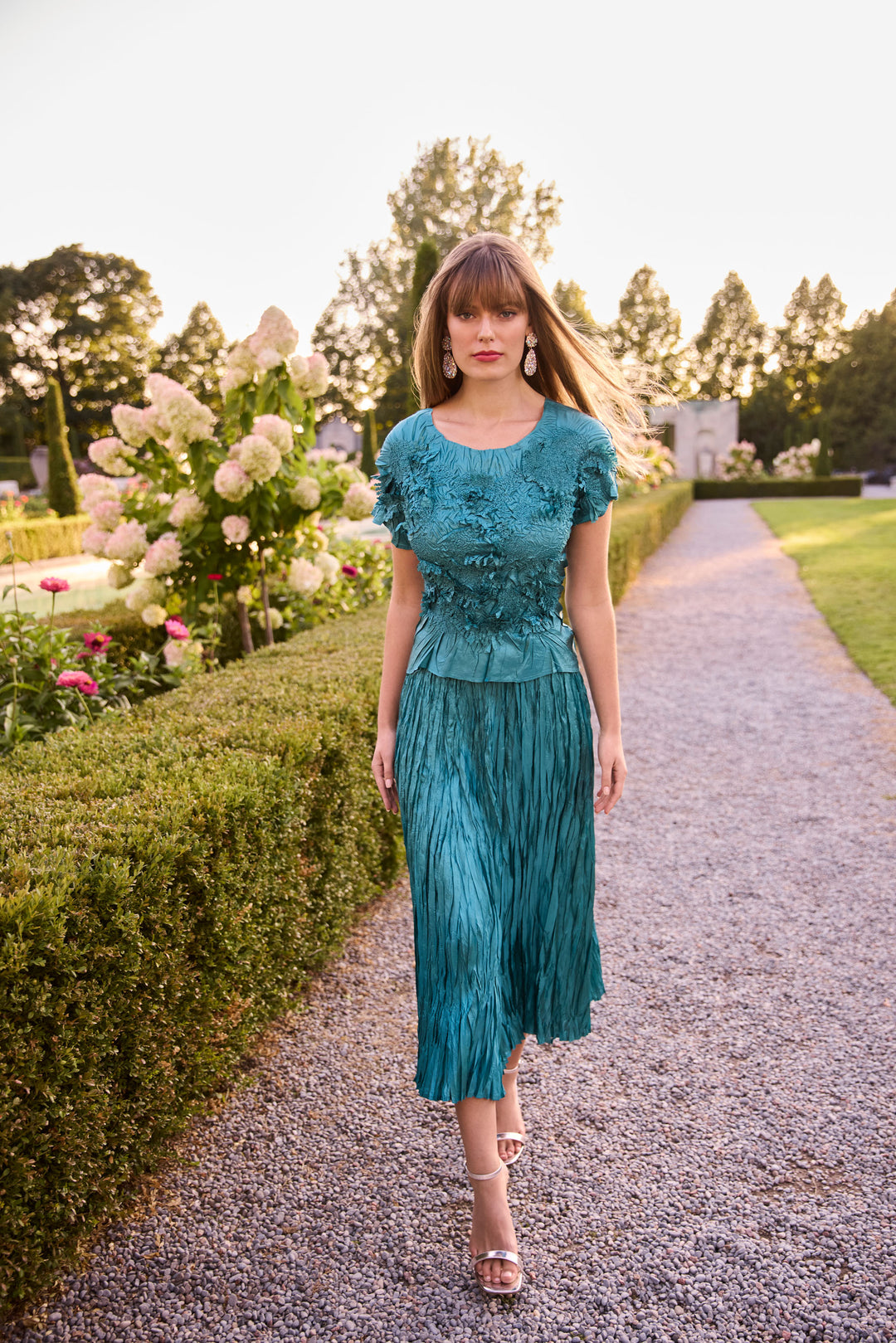 Frank Lyman A-line Midi Skirt & Top 2-Piece Set Style 268521