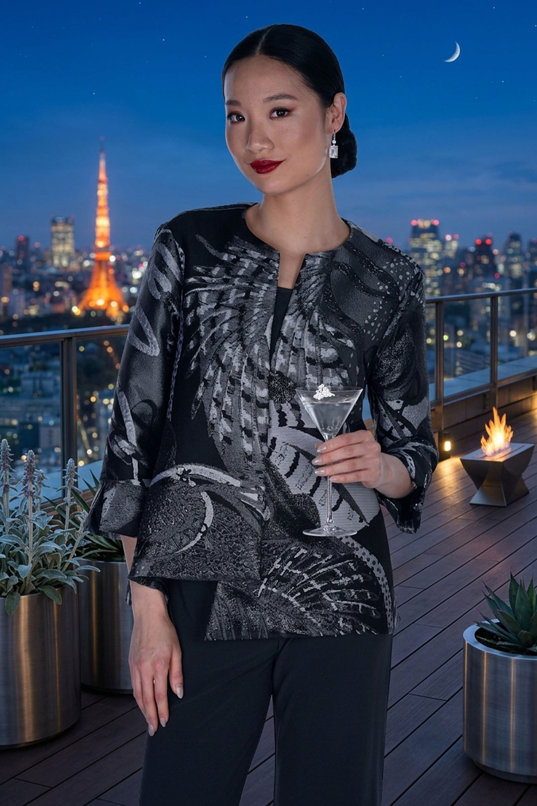 Frank Lyman Abstract Print Swing Jacket Style 269373