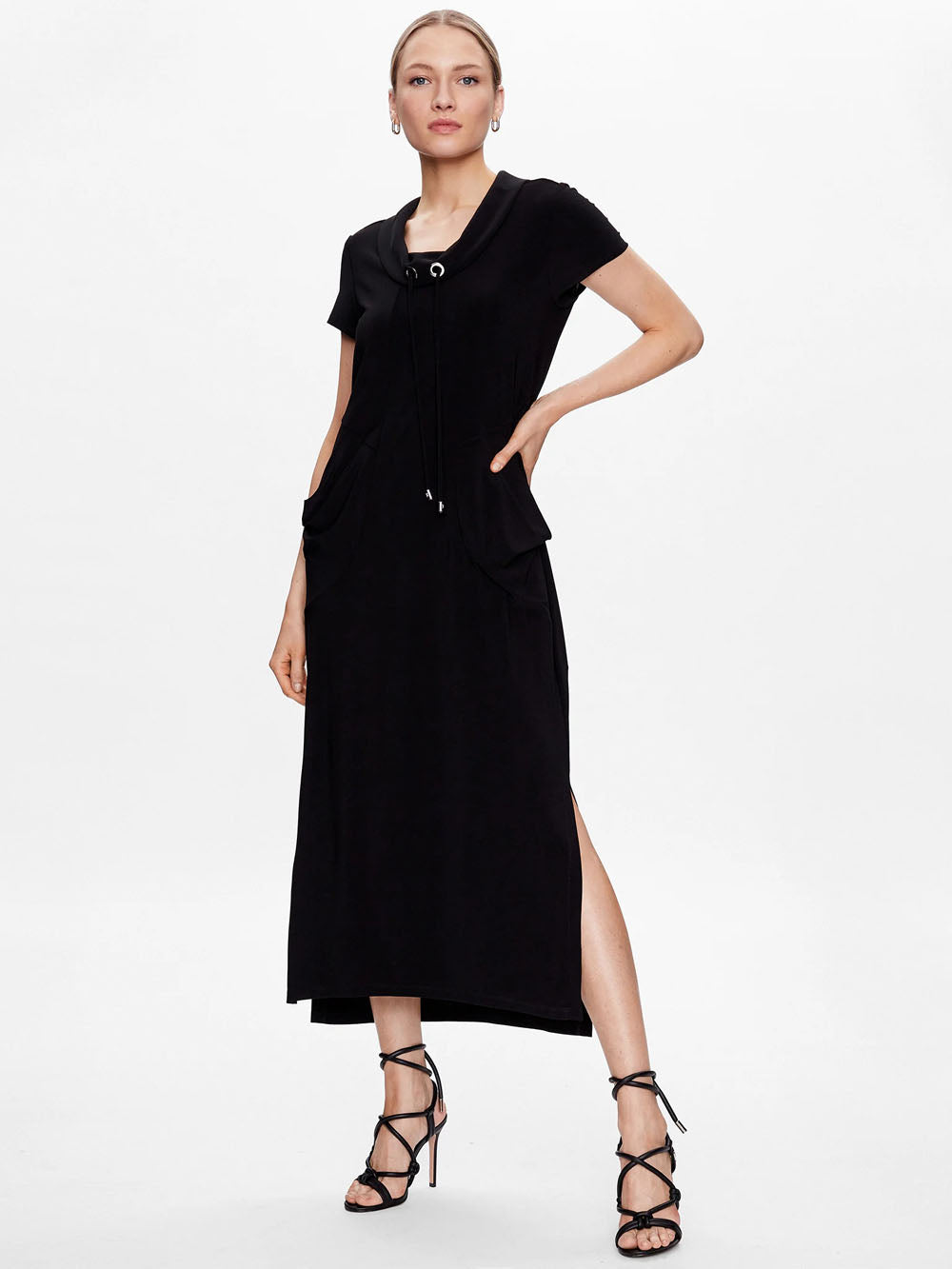 Joseph Ribkoff Black Solid Silky Knit Trapeze Dress Style 231178X Joseph Ribkoff Black Solid Silky Knit Trapeze Dress Style 231178X