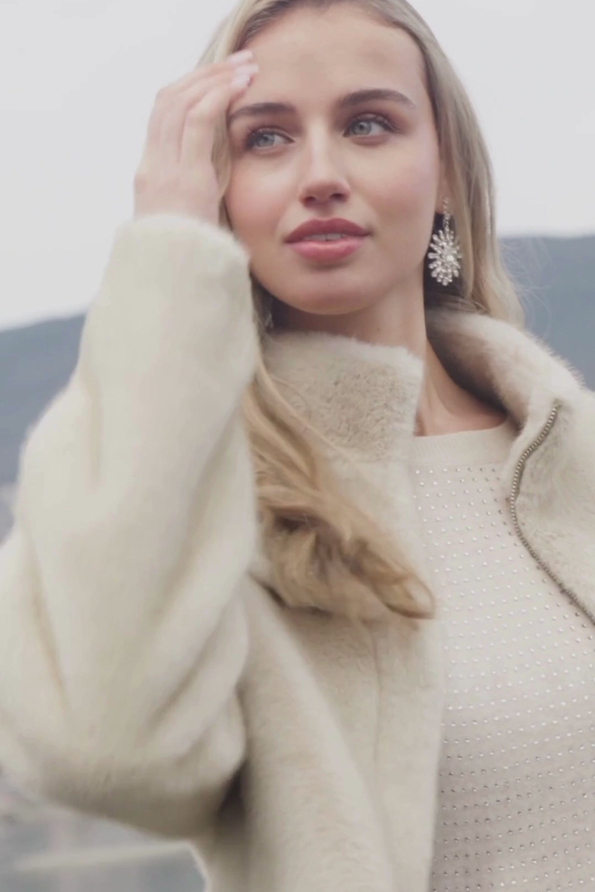 Frank Lyman Champagne Faux Fur Hip-Length Jacket Style 253874