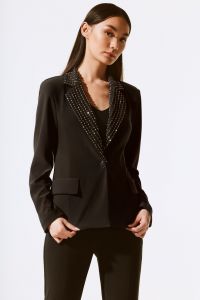 Joseph Ribkoff Black Embellished Fitted Blazer Style 243731