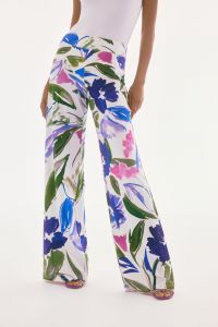 Joseph Ribkoff Off-White/Multi Floral Print Wide Leg Pants Style 251770