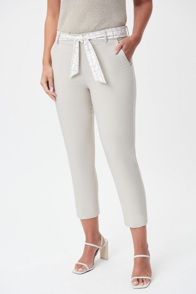 Joseph Ribkoff Moonstone/Multi Cropped Pants With Belt and Sash Style 232021